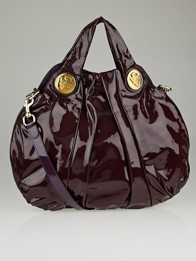 Gucci Plum Patent Leather Hysteria Large Top Handle Bag
