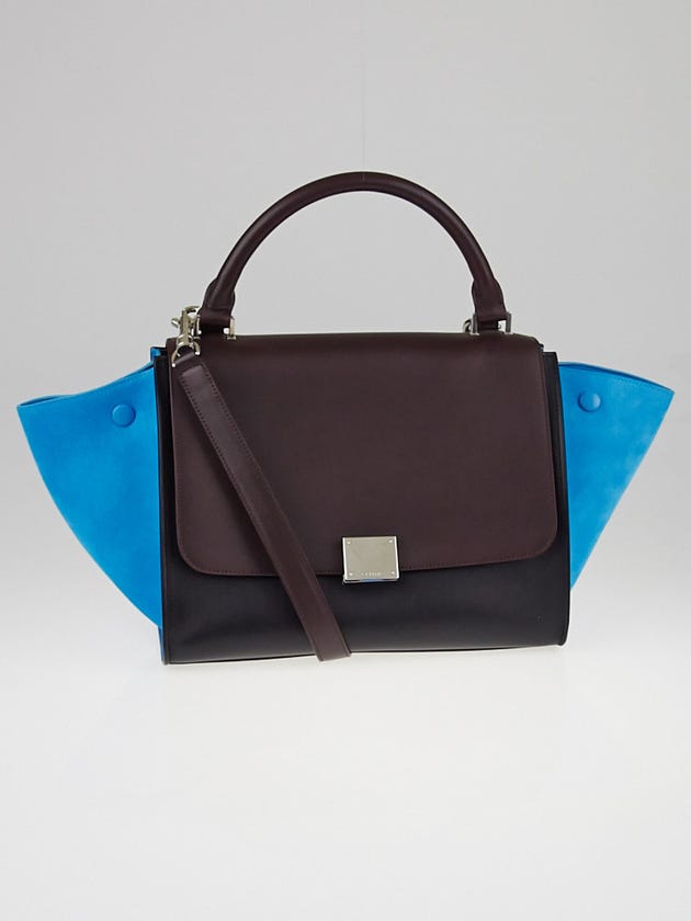 Celine Turquoise Tricolor Calfskin/Suede Leather Mini Trapeze Bag