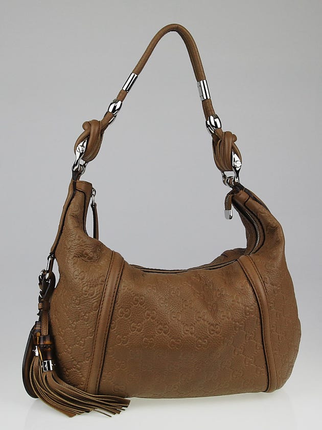 Gucci Tan Guccissima Leather Techno Horsebit Medium Hobo Bag