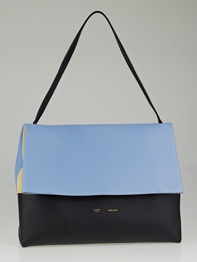 Celine Blue Lavender / Black Smooth Calfskin Leather All Soft Shoulder Bag