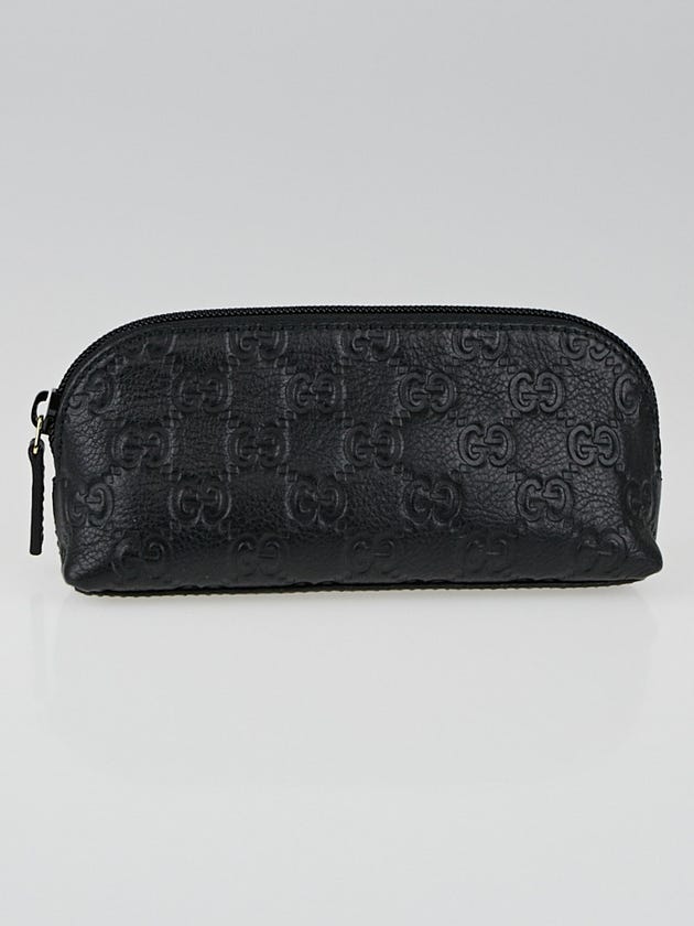 Gucci Black Guccissima Leather Cosmetic Case Bag