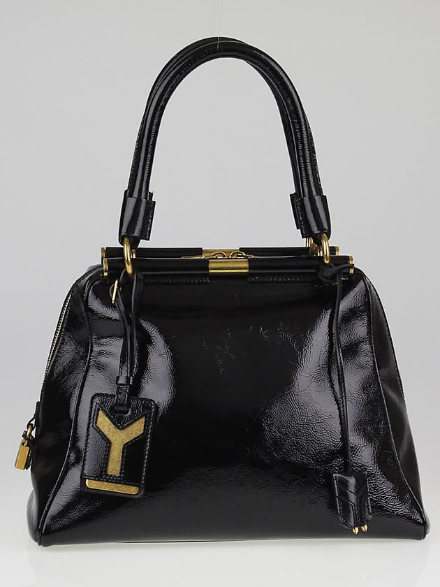 Yves Saint Laurent Black Patent Leather Small Majorelle Bag