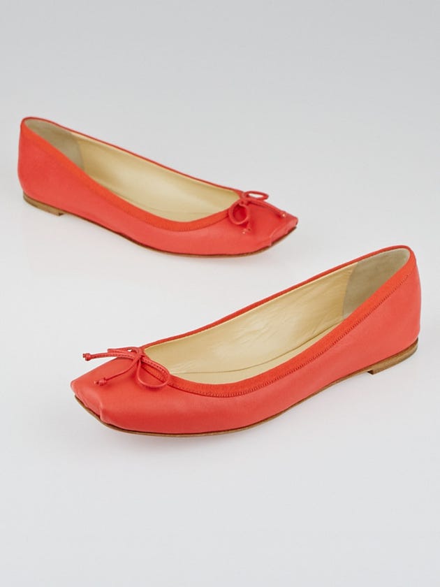 Christian Louboutin Coquelicot Leather Rosella Flats Size 8/38.5