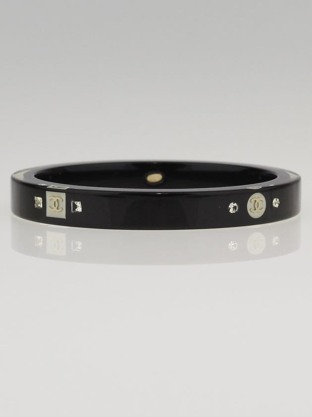 Chanel Black/White Resin CC Bangle Bracelet