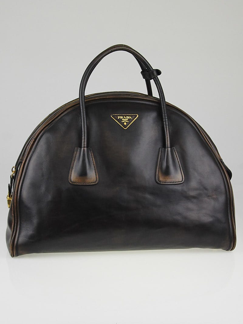 Vintage Prada Milano Dal Vintage Top Handle Canvas Leather Handbag – Modig
