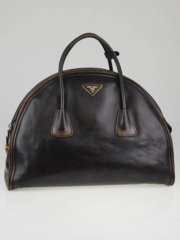 Prada Black Vitello Vintage Leather Top Handle Bag BL0873