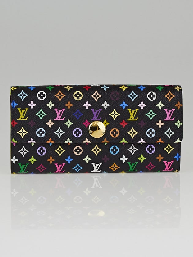 Louis Vuitton Black Monogram Multicolore Pistachio Sarah Wallet