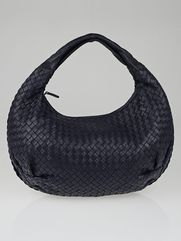 Bottega Veneta Ink Intrecciato Woven Nappa Leather Medium Belly Veneta Hobo Bag