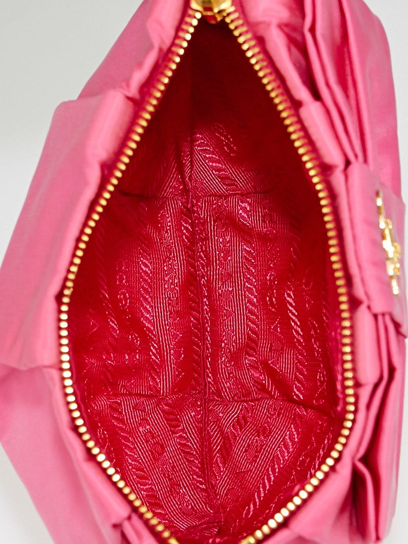 Prada Peonia Tessuto Nylon Bow Wristlet Clutch Bag 1N1422
