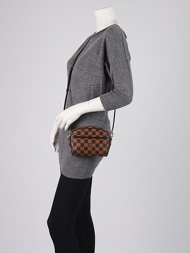 Louis Vuitton Pochette Ipanema Damier Ébène Canvas Brown Leather ref.474058  - Joli Closet