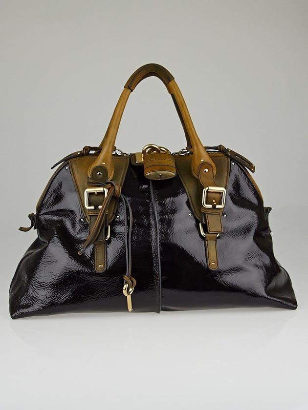 Chloe Brown Patent Leather Large Dome Paddington Bag