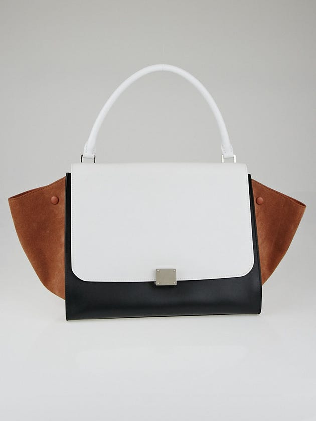 Celine Peach Tricolor Smooth Leather and Suede Large Trapeze Bag 