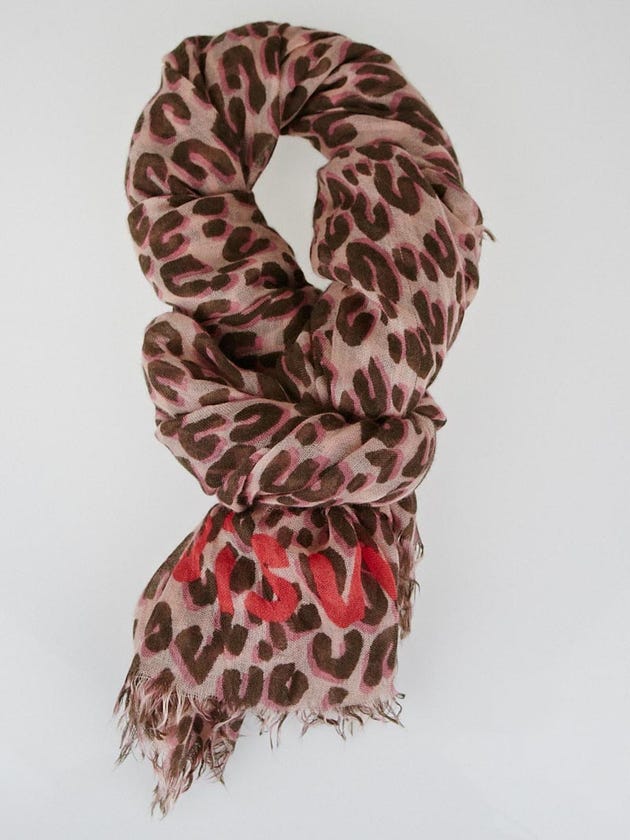 Louis Vuitton Pink/Brown Cashmere/Silk Stephen Sprouse Leopard Stole Scarf