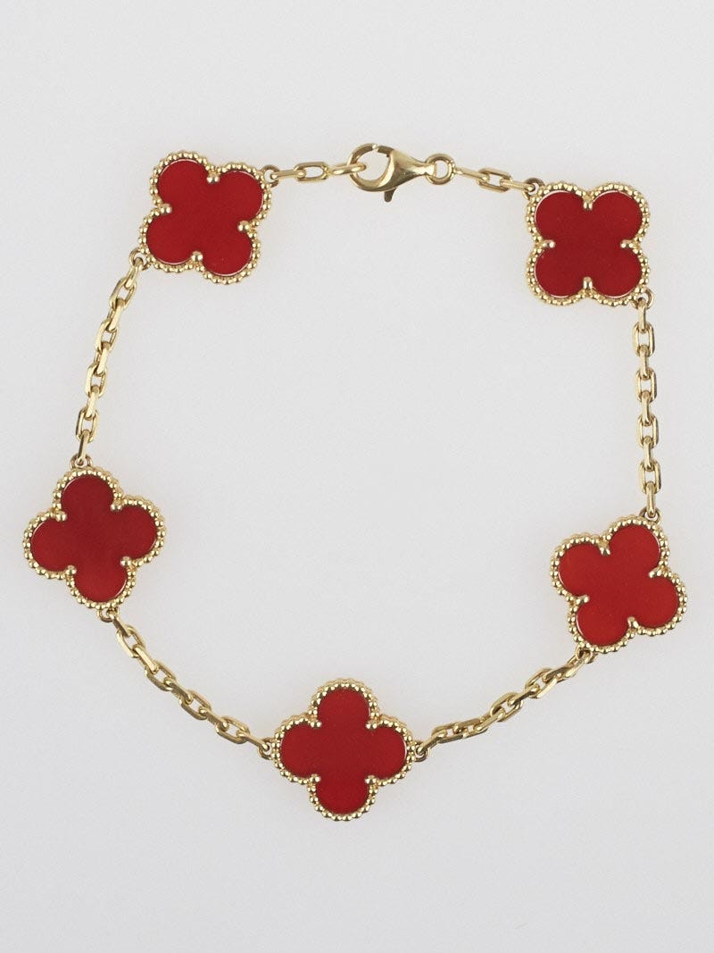 Sweet Alhambra heart pendant 18K rose gold, Carnelian - Van Cleef & Arpels