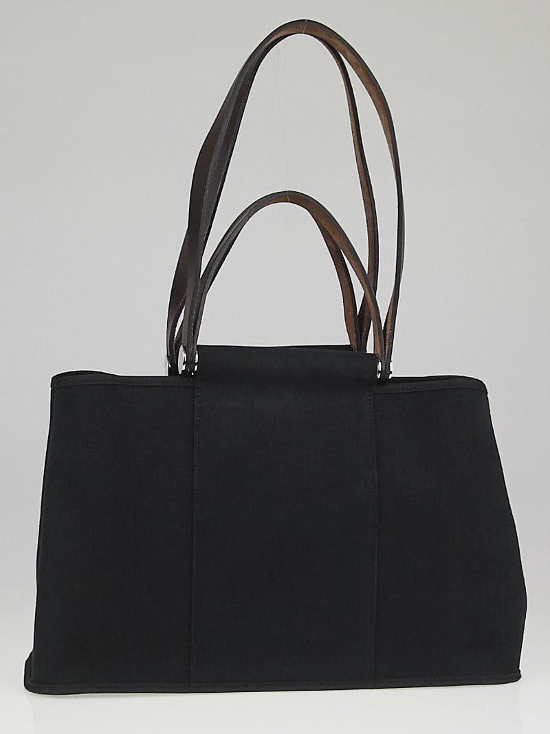 Hermes Cabag Elan Tote Black Canvas Medium Shoulder Bag