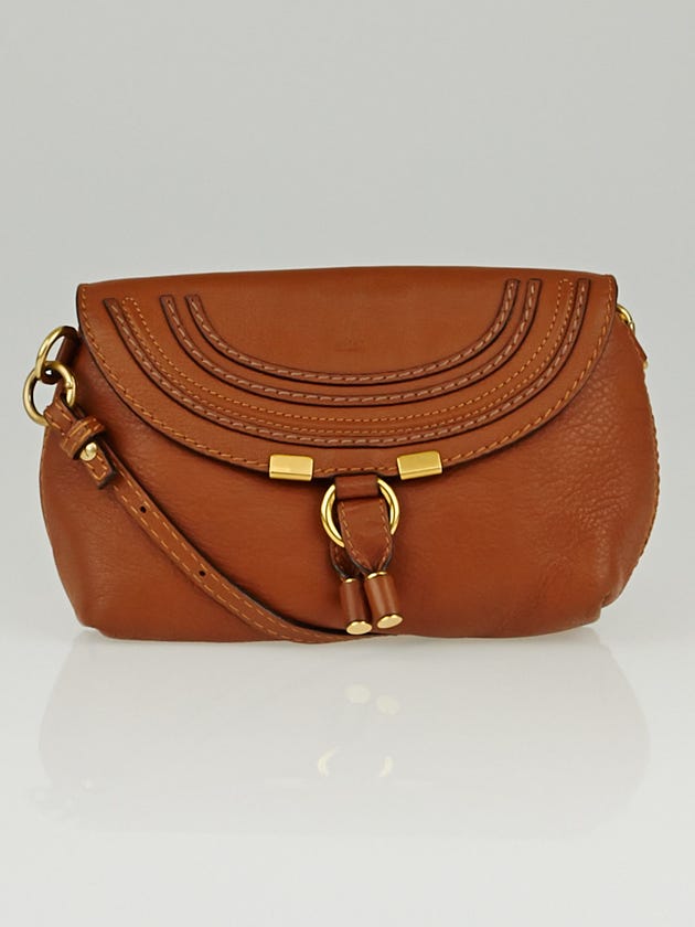 Chloe Brown Leather Small Marcie Crossbody Bag