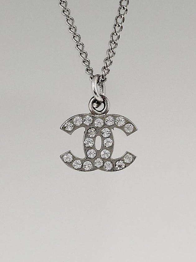 Chanel Swarovski Crystal CC Logo Small Pendant Necklace