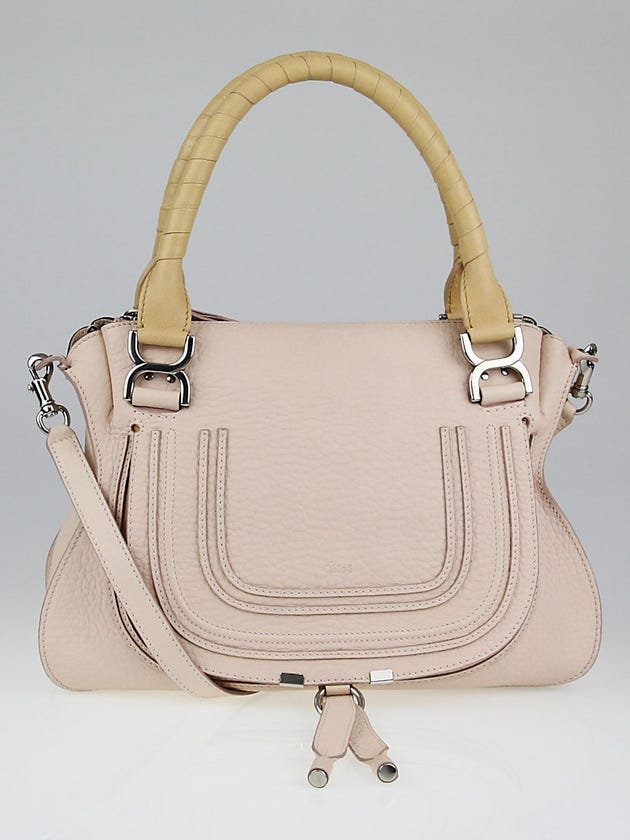 Chloe Bliss Pink Pebbled Calfskin Leather Medium Marcie Satchel Bag