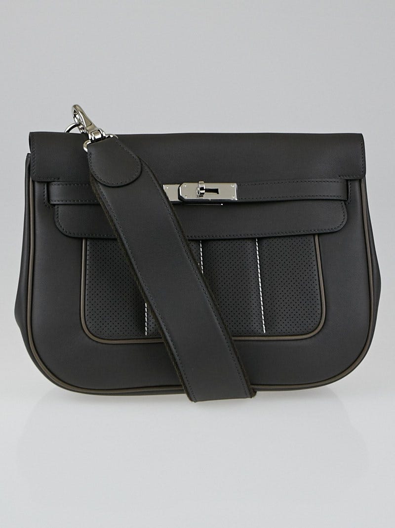 Hermes Etain/Etoupe Bi-Color Swift Leather Perforated Berline Bag - Yoogi's  Closet