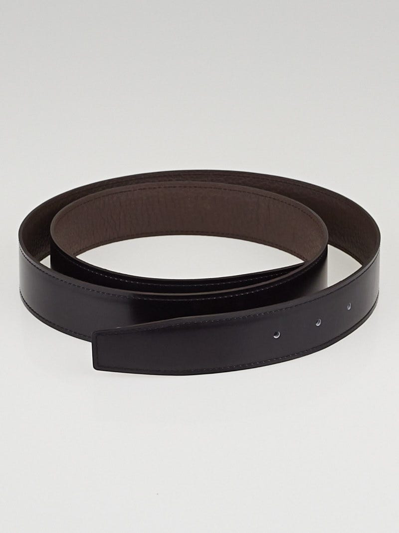 HERMES 黒 レザーベルト 85 Hermes 32mm Black Box / Ebene Togo Leather Belt Strap Size 85