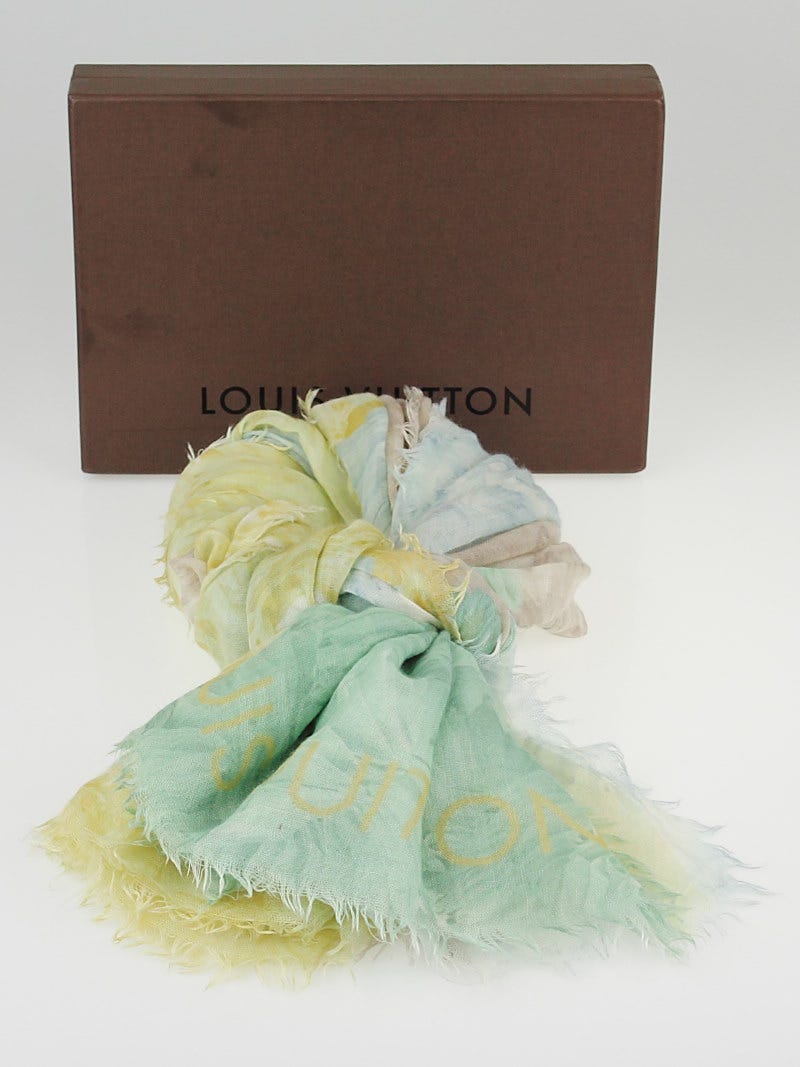 Louis Vuitton Blue/Green Cashmere/Silk Spring Floral Scarf - Yoogi's Closet