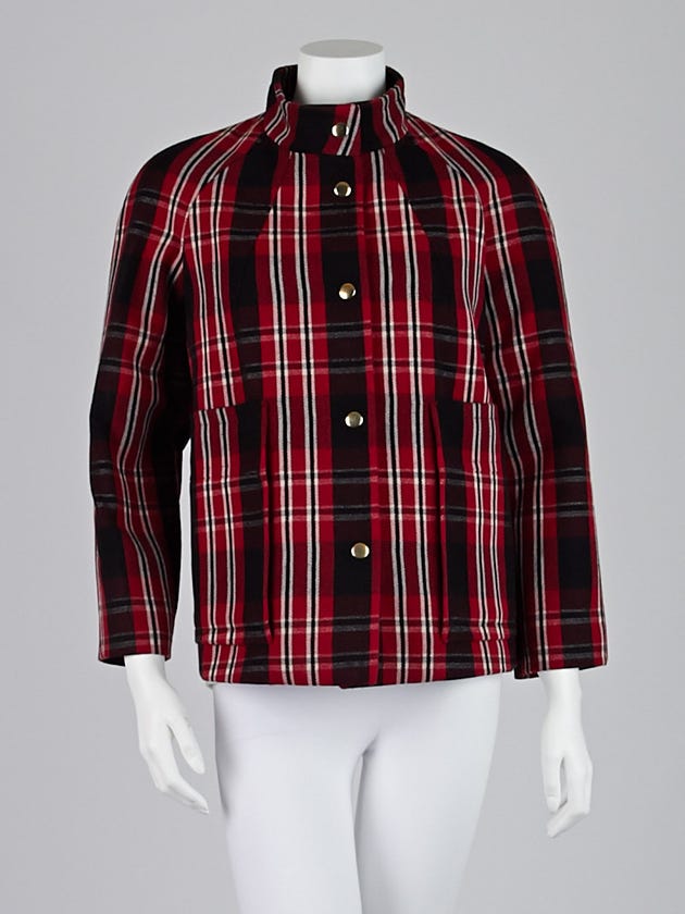Marni Red Plaid Wool Blend Jacket Size 6/40