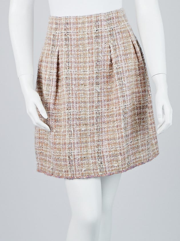 Chanel Beige Mohair Blend Tweed A-Line Skirt Size 8/40