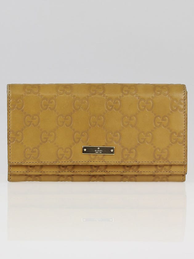 Gucci Beige Guccissima Leather Double Flap Long Wallet