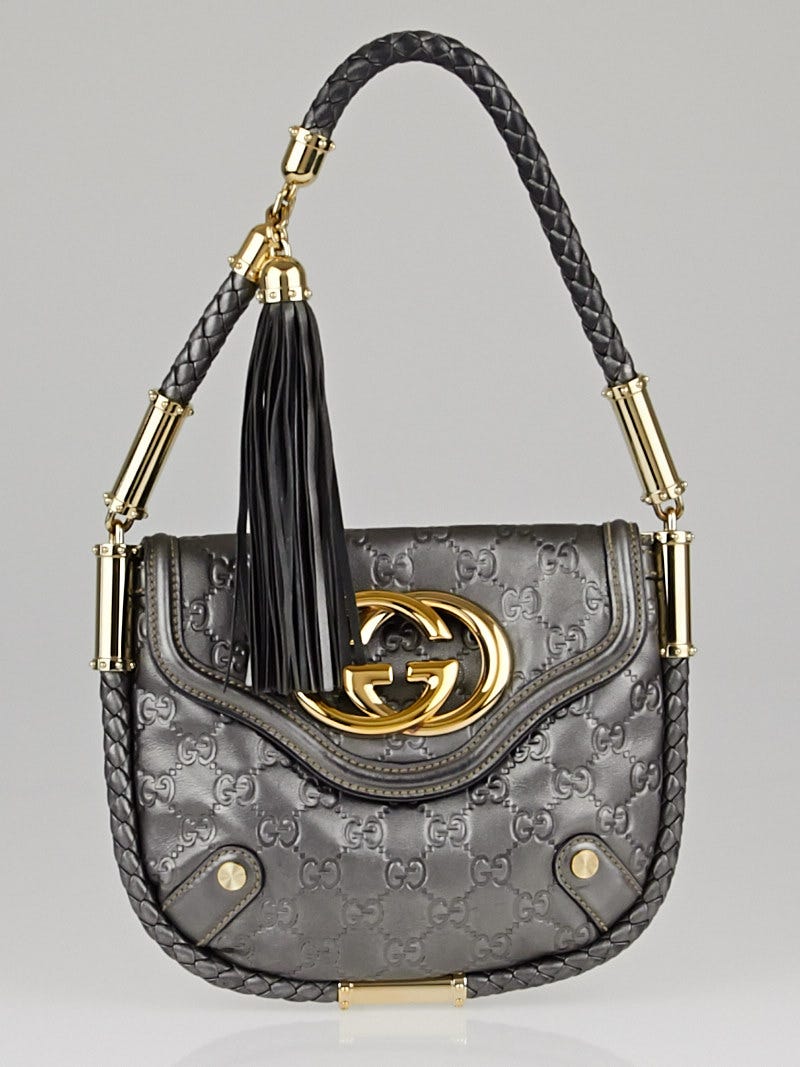 Gucci Silver Guccissima Leather Hobo Bag - Yoogi's Closet