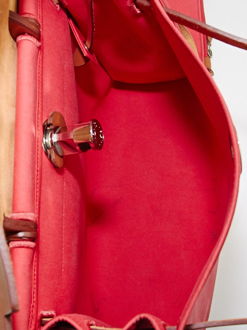 Herbag cloth handbag Hermès Burgundy in Cloth - 33650607