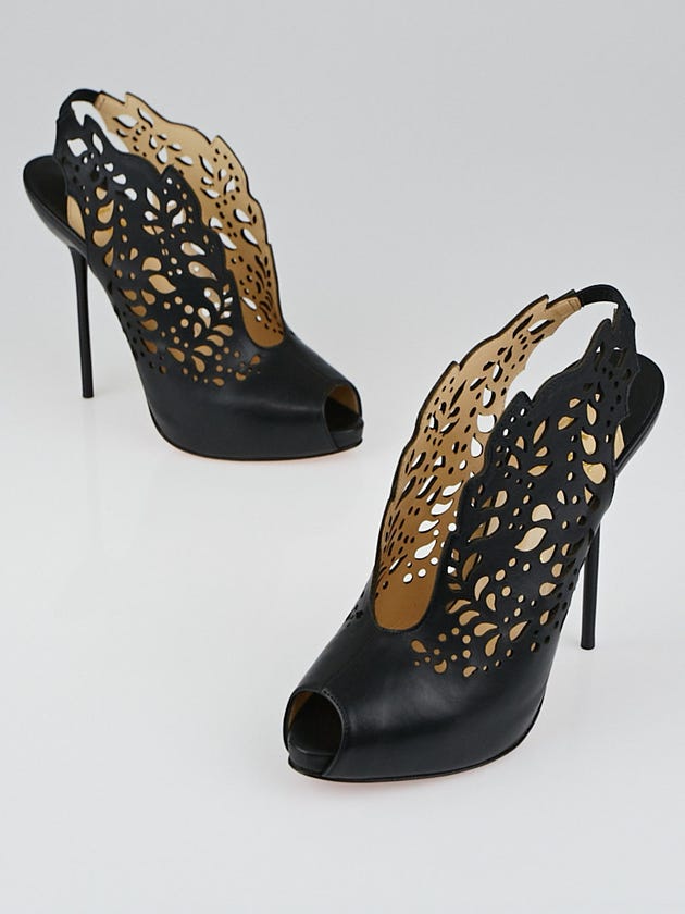 Christian Louboutin Black Leather Markesling 120 Pumps Size 8.5/39