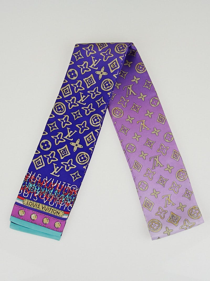 Louis Vuitton - Monogram Map Silk Purple Scarf