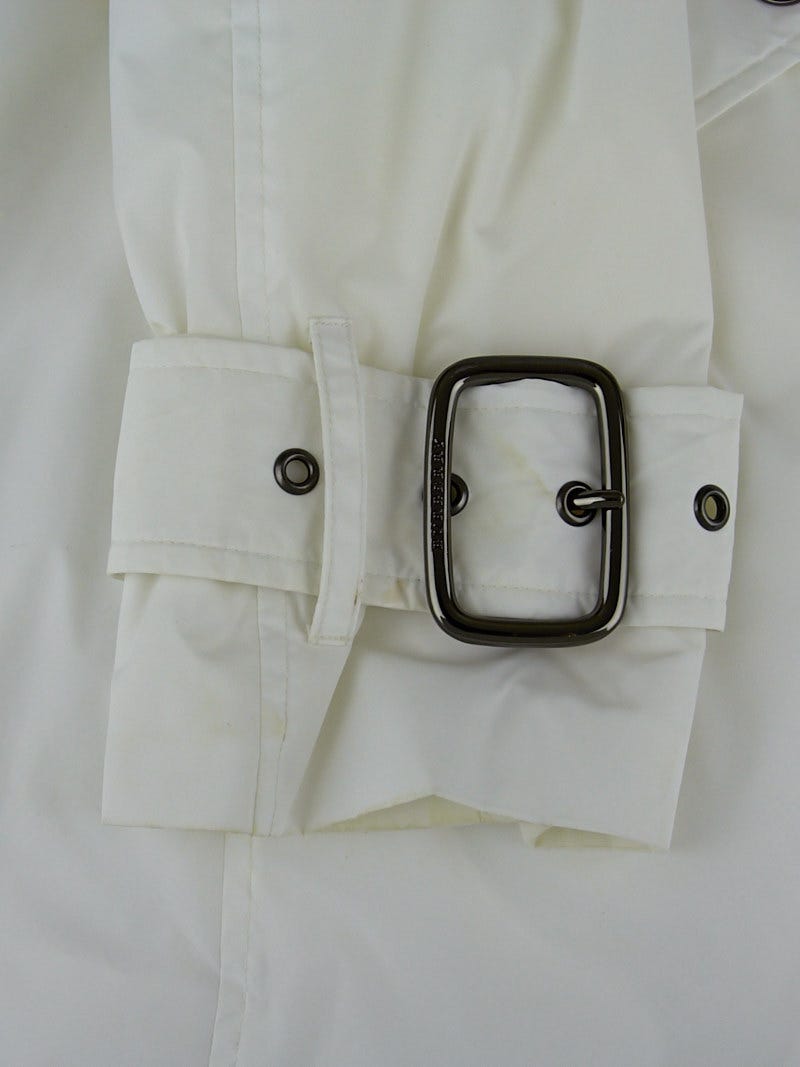 Burberry London White Nylon Double Breasted Belted Rain