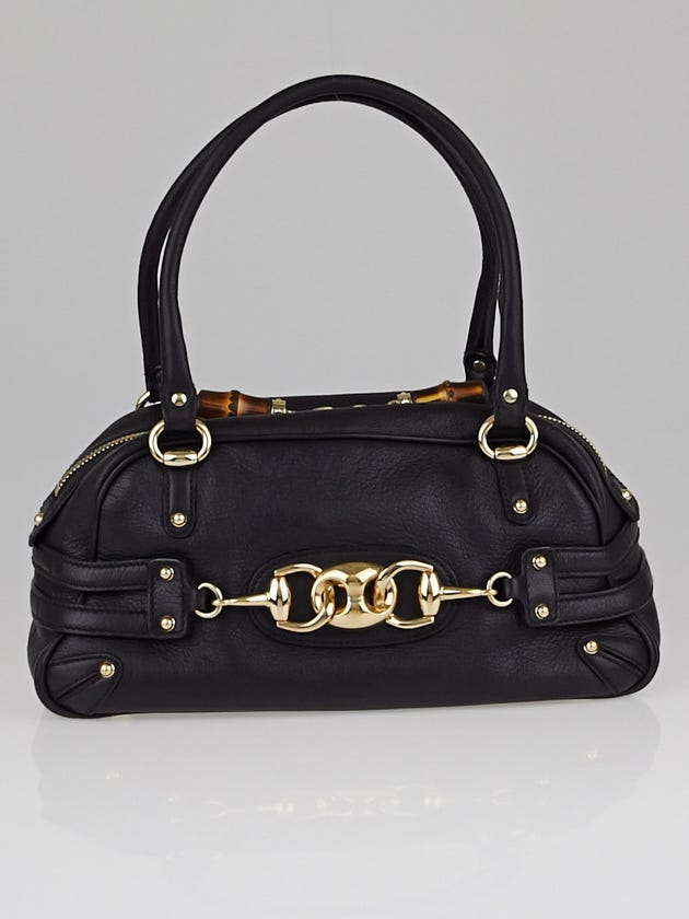 Gucci Black Leather Wave Boston Bag