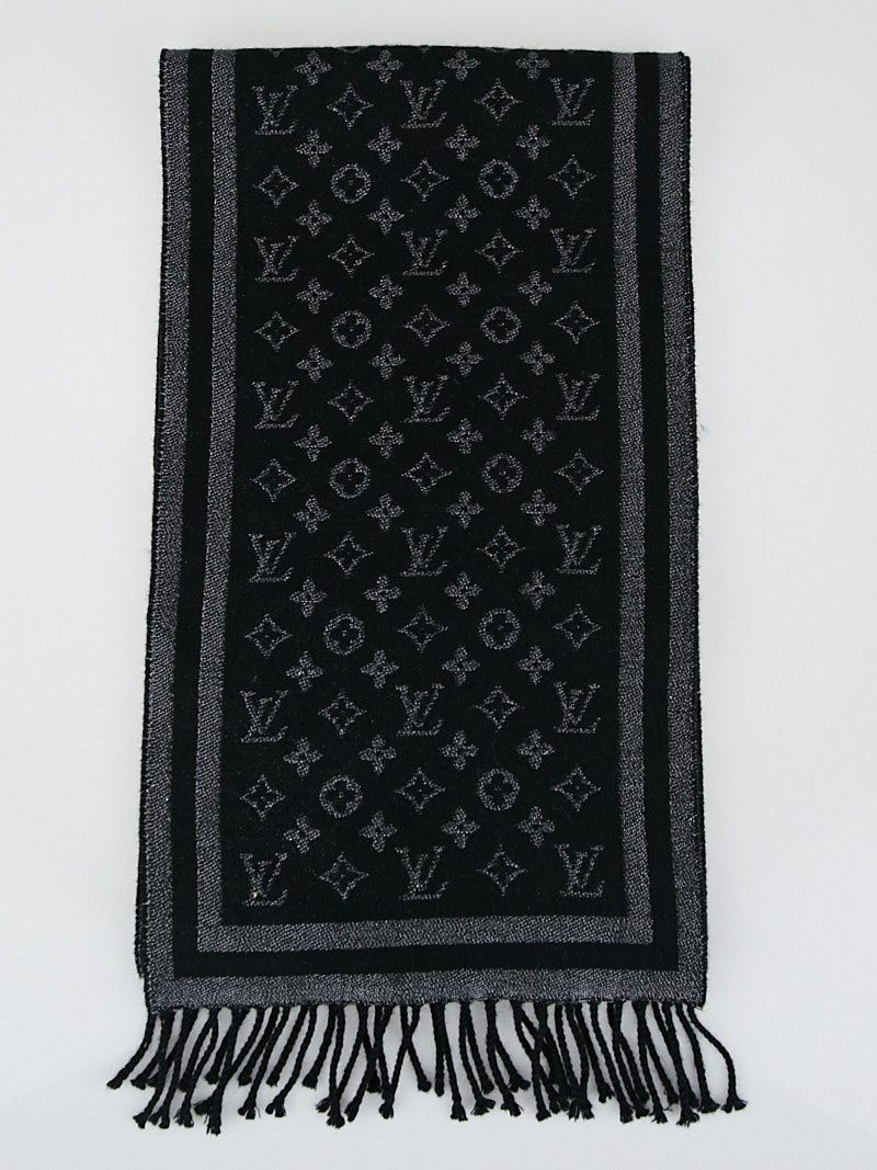 Louis Vuitton Black Wool Monogram Classic Scarf Shawl - Yoogi's Closet