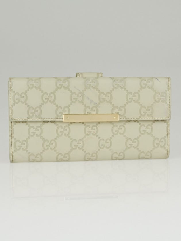 Gucci White Guccissima Leather Long Continental Wallet