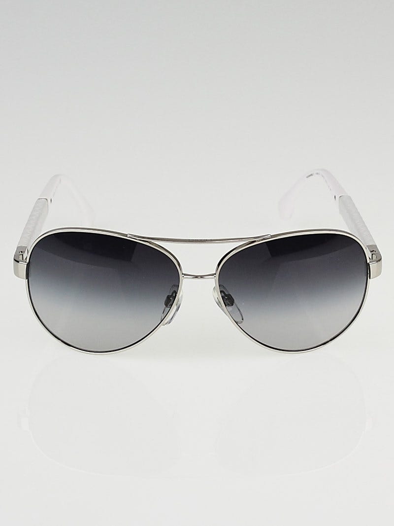Chanel Silver/White Polarized Aviator Sunglasses- 4195