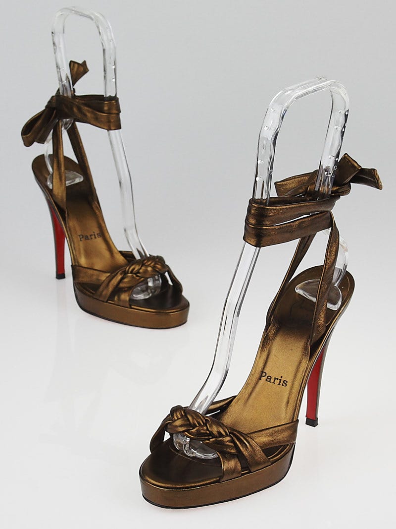 Christian Louboutin Bronze Nappa Leather Hi-Tina Heels Size 6.5/37