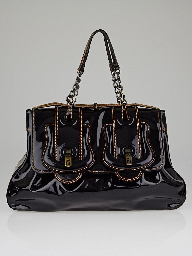 Fendi White Patent Leather Large B Bag - 8BN166