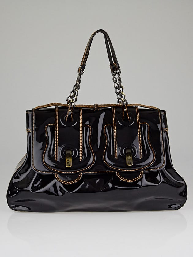 Fendi White Patent Leather Large B Bag - 8BN166