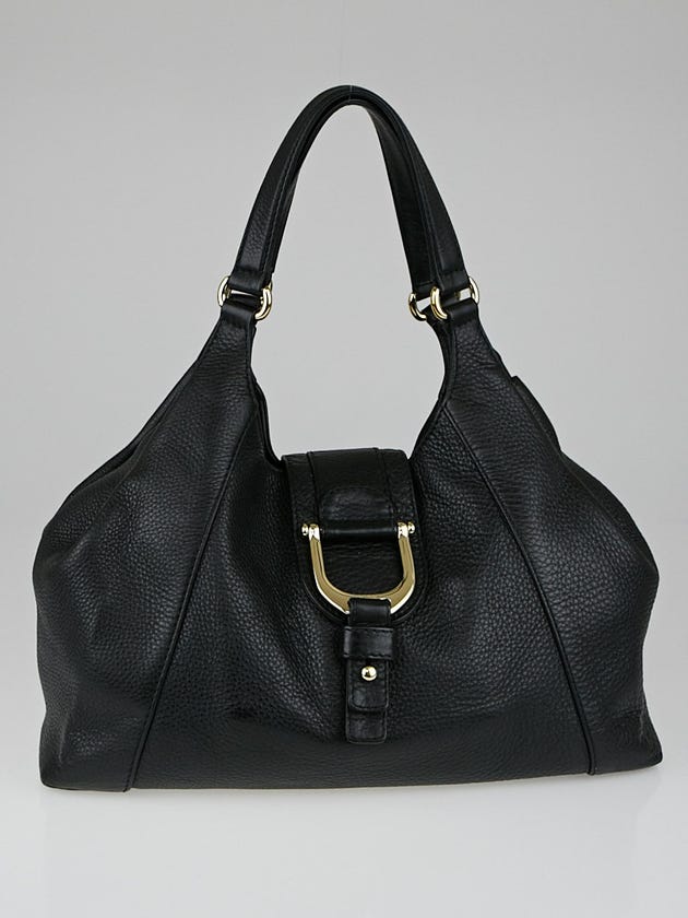 Gucci Black Pebbled Calfskin Leather Greenwich Medium Shoulder Bag