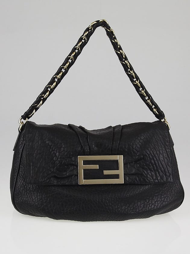 Fendi Black Leather Mia Flap Shoulder Bag - 8BR614