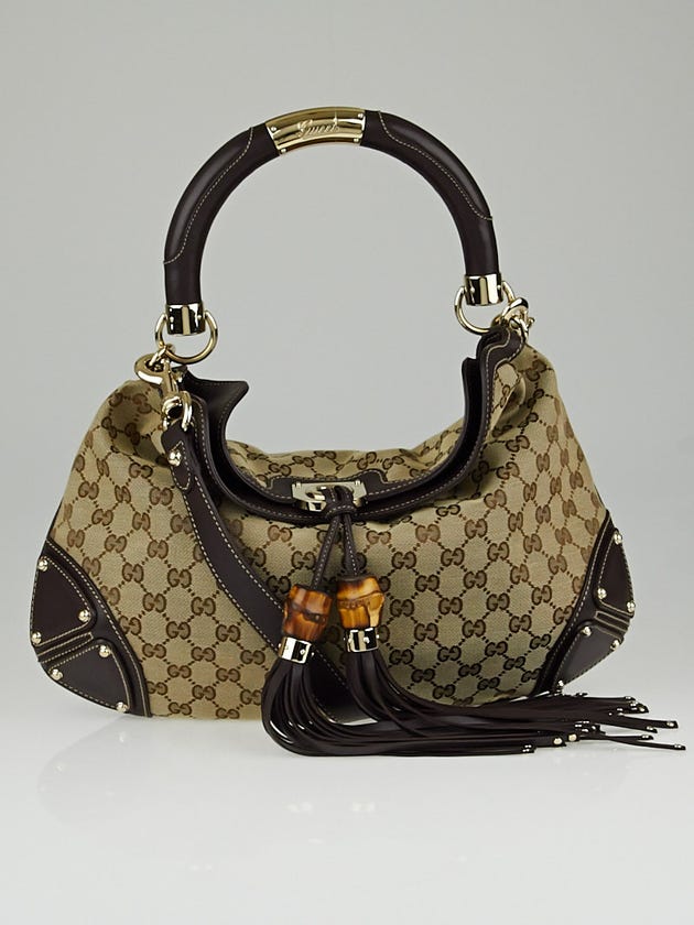 Gucci Beige/Ebony GG Canvas Medium Babouska Indy Top Handle Bag