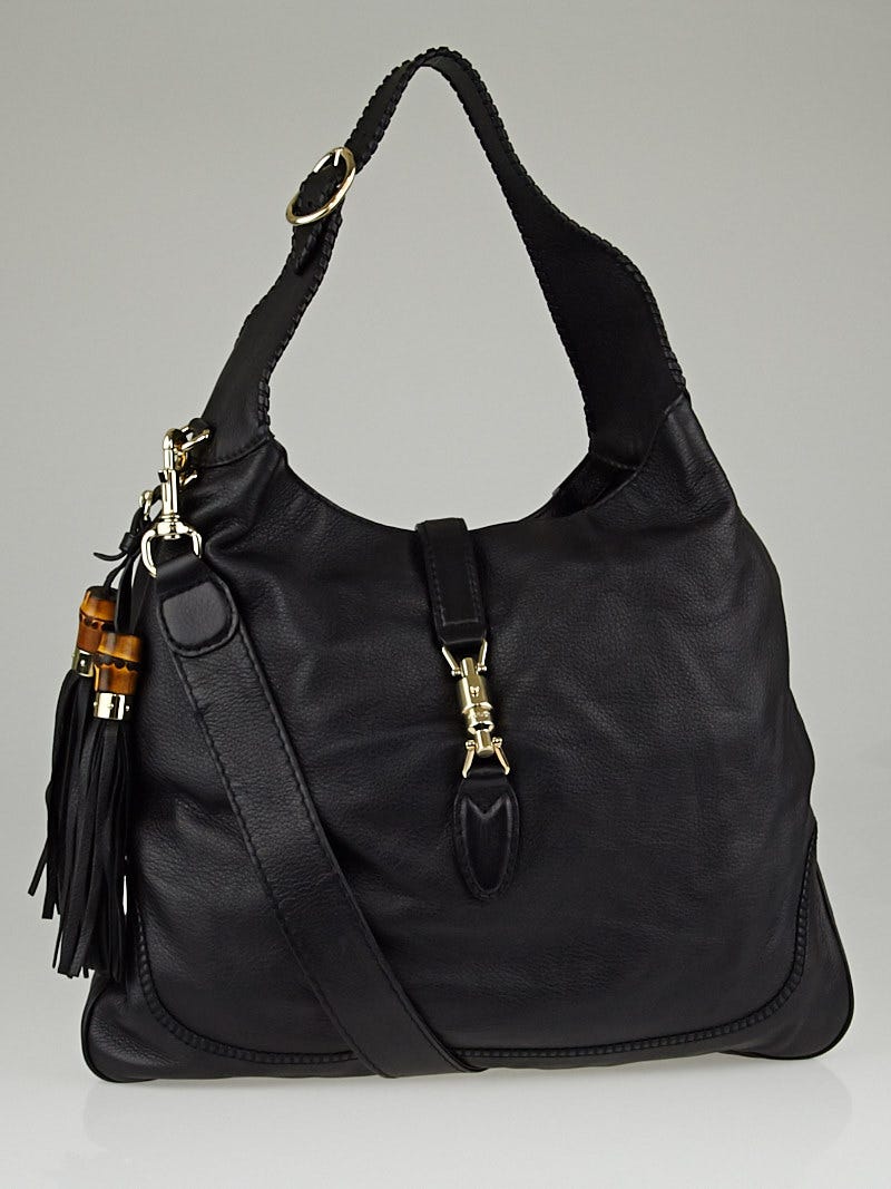 Gucci Black Leather New Jackie Large Shoulder Bag - Yoogi's Closet