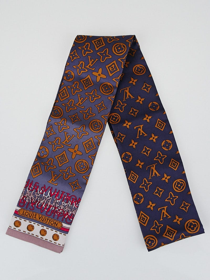 Louis Vuitton Orange/Purple Printed Silk Bandeau Scarf - Yoogi's