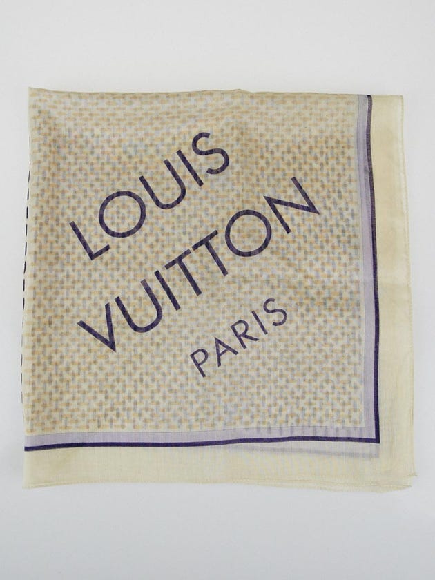 Louis Vuitton Damier Azur Cotton Square Bandana Scarf