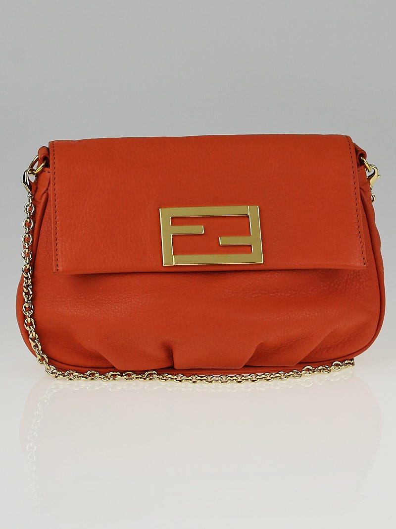 Fendi Red Leather Fendista Pochette Crossbody Bag Fendi