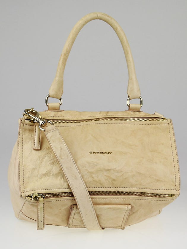Givenchy Beige Wrinkled Sheepskin Leather Large Pandora Bag