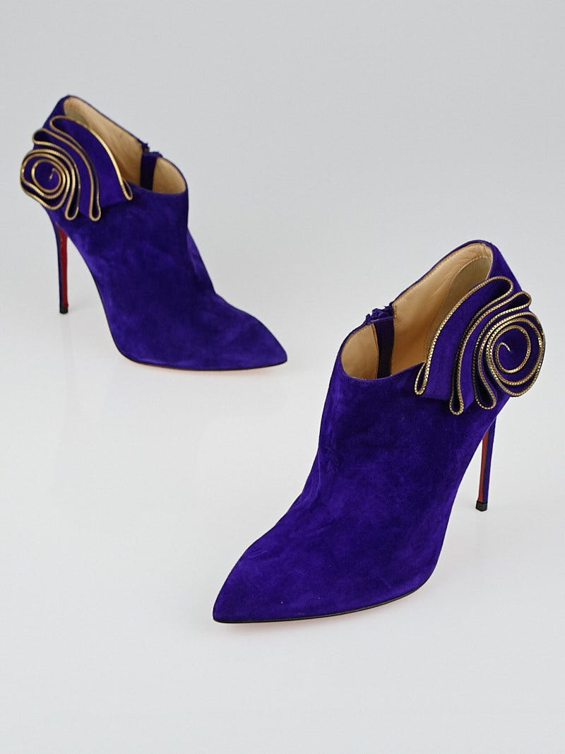 Christian Louboutin Purple Suede Mrs Baba 100 Ankle Booties Size 9 