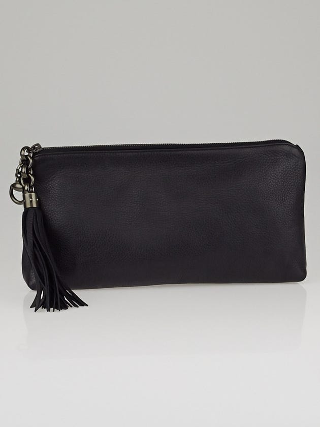Gucci Black Pebbled Leather Broadway Tassel Clutch Bag